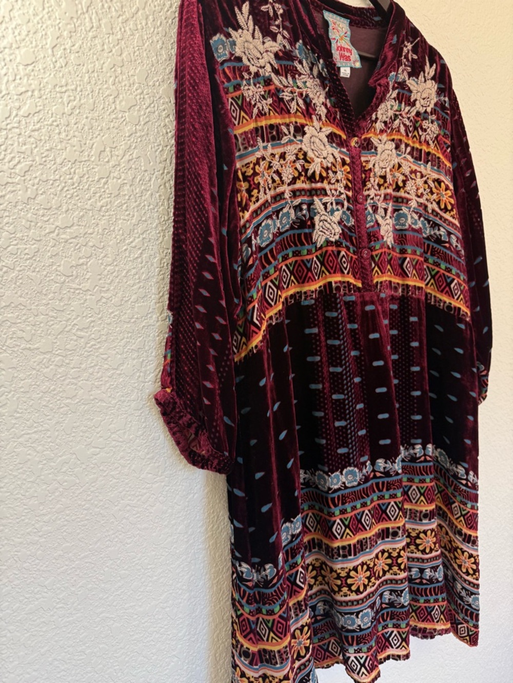 Johnny Was Velvet Embroidered Tunic Dress| | Boho Kantha Bae Style| XL - Picture 12 of 16